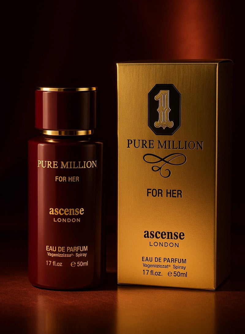 أسينس_لندن عطر نسائي فاخر بيور مليون أو دو بارفان 50 مل | عطر نسائي بنفحات المسك والعنبر وجوز الهند والمسك | أفضل عطر نسائي فاخر - Image 4